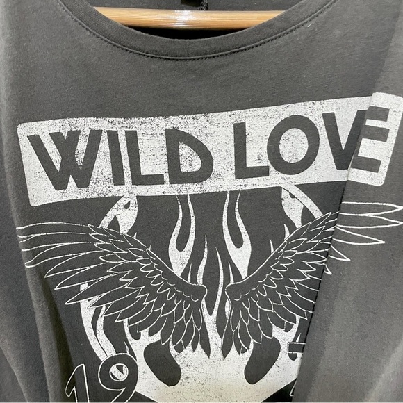 Express Y2K Style Gray & White Wild Love Lace-Up Sleeveless T-shirt, Size M - Picture 3 of 7